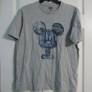 Uniqlo X Disney - Grey Short Sleeve Blue Mickey Mouse T-shirt Medium